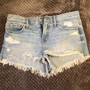 A&F Frayed High Waisted Denim Shorts